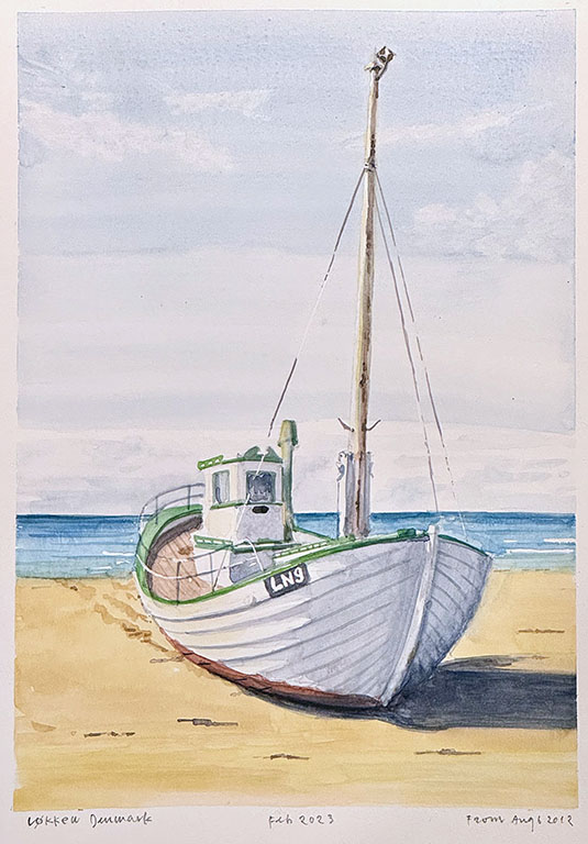 Løkken, Denmark. 2023. Watercolor. 9 x 12 in.