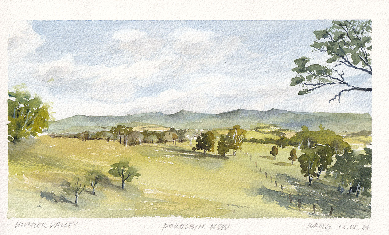 Hunter Valley – Pokolbin NSW Australia. Watercolor. 2024. 6 x 10 in.